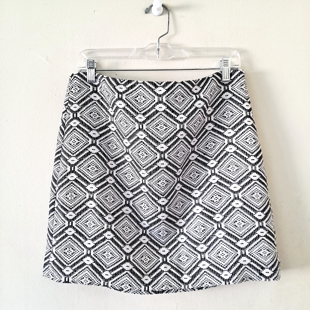 J. Crew Black & White Abstract Geometric Skirt - 8